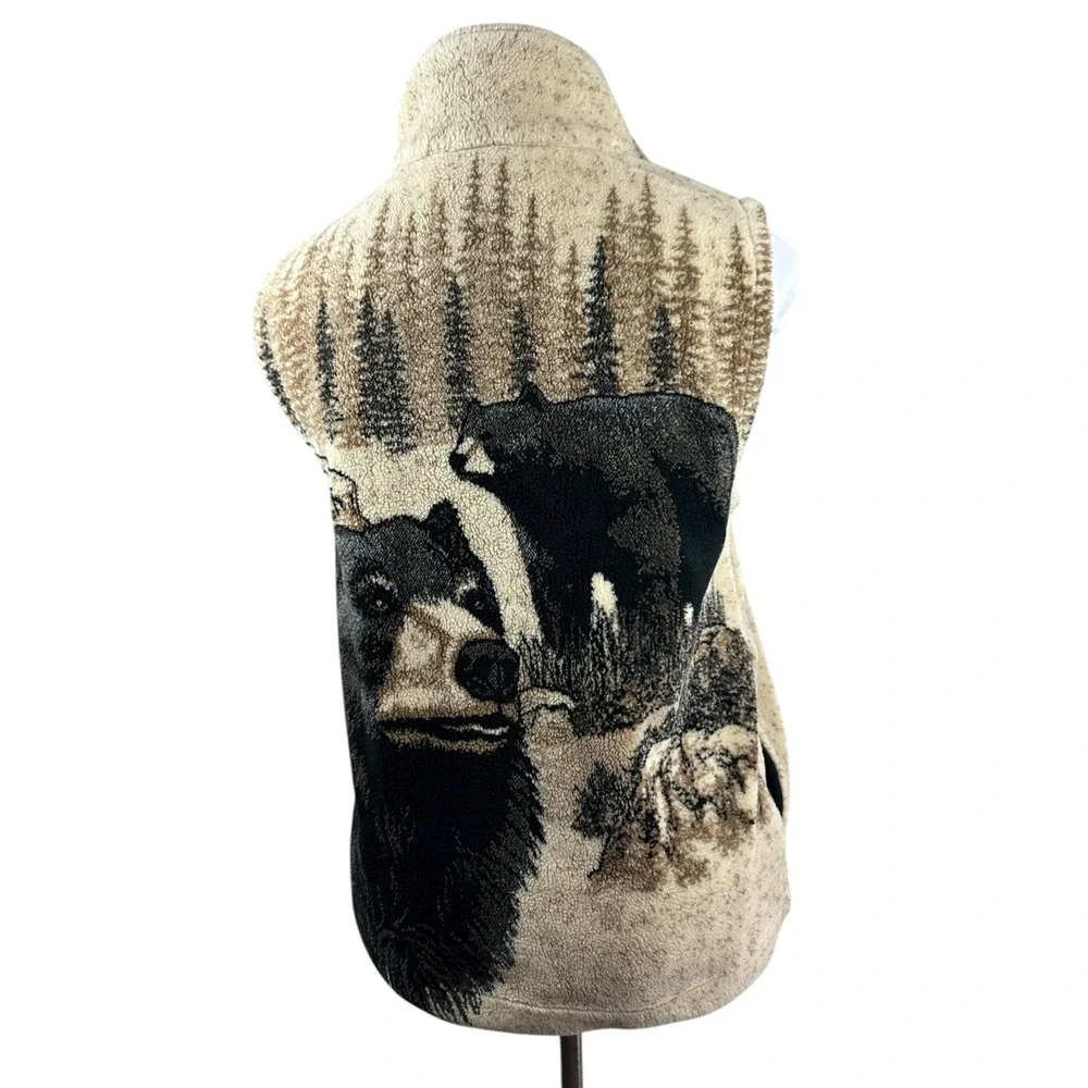 Vintage Northern Lifestyles Canada Bear Graphic Vest Plush Full Zip Size Small - Picture 12 of 13